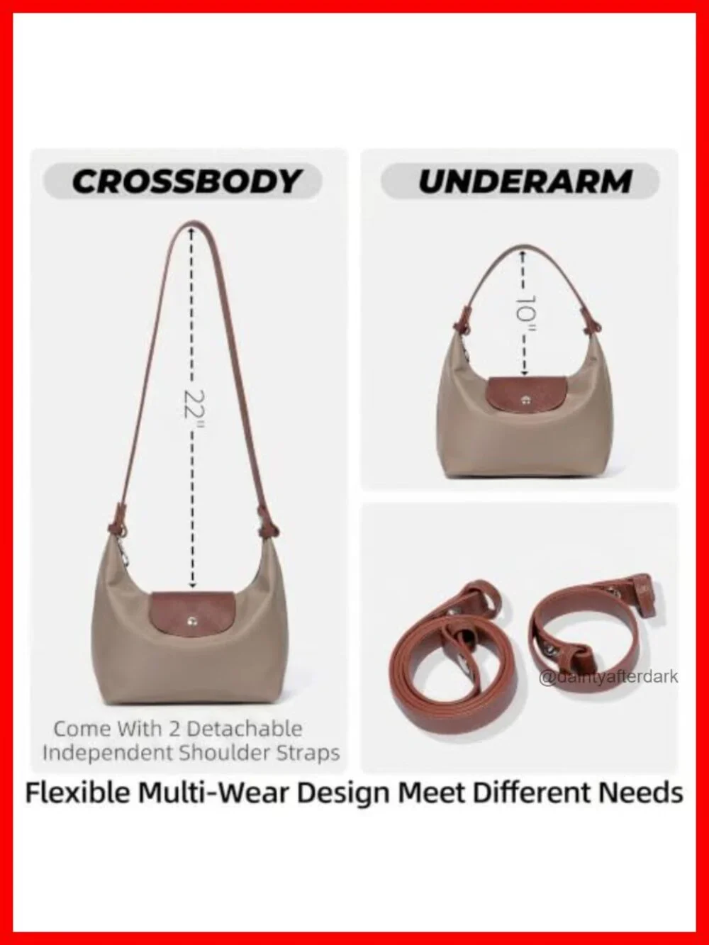 Convertible Crescent Mini Crossbody Bag Nylon Women's